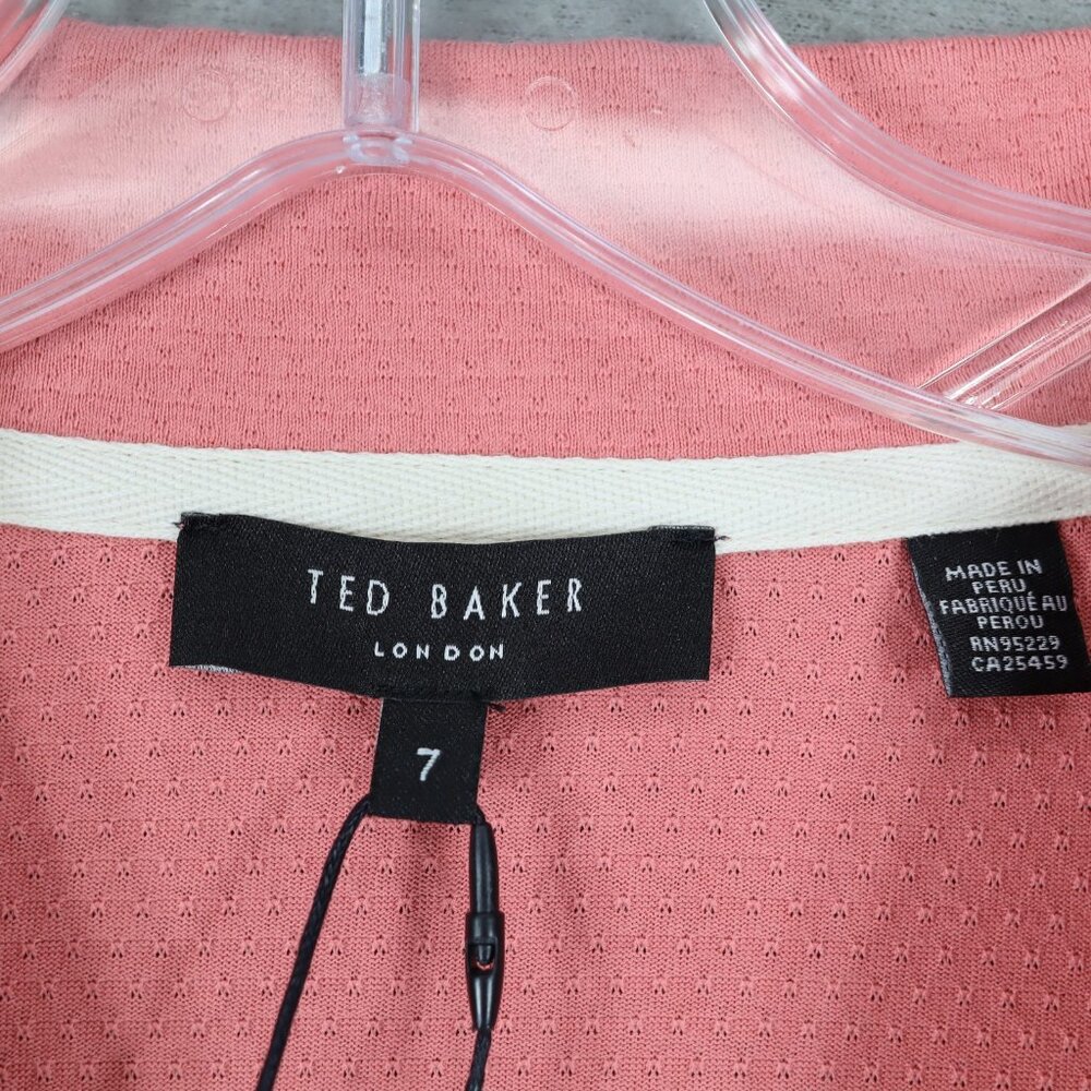 New Ted Baker Polo Shirt Mens 3XL Size 7 Pink Short Sleeve Knit Collared Logo - Picture 3 of 8